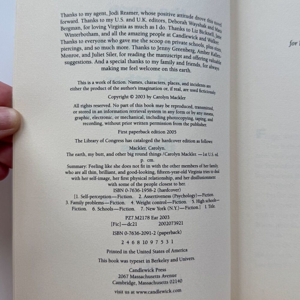 The Earth, My Butt, and Other Big Round Things Paperback Book | Carolyn Mackler - Picture 5 of 6